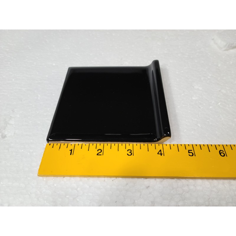 DALTILE Black Ceramic Subway Tile 4.25 in Cove Base Wall