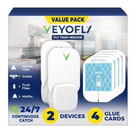 VEYOFLY Fruit Fly Traps for Indoors (2 Device + 4 Refills), Gnat Trap Indoor Plug in, Bug Traps, Flying Insect Trap, Gnat Traps for House Indoor, Fly Trap Indoor for Home Bug Light, Gnats Catcher