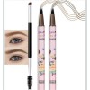 Suake 2Pcs Medium Dark Brown Microblading Eyebrow Pen Waterproof, #01