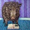 Javelina reading library decor animal art tile coaster gift