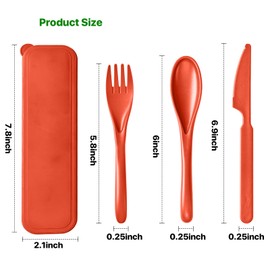 HMDZMR Travel Utensils with Case, 8 Sets Reusable Utensils Set with Case, Wheat Straw Cutlery Set for Lunch Box Accessories, Camping Utensil Set for School Work Lunch or Daily Use
