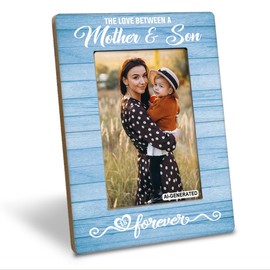 Mother Gift from Son, The Love Between A Mother & Son is Forever Photo Frame, Holds 4 x 6 Inch Photos, Farmhouse Wooden Picture Frames Gifts, Mother's Day Gifts A2