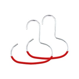 Mawa Scarf, Shawl, Belt, and Accessory Organizer, Non-Toxic Metal Hanger with Grip Coating, Easy Access Open Hook, Model G-1 Space Saving Design, Set of 2, Red