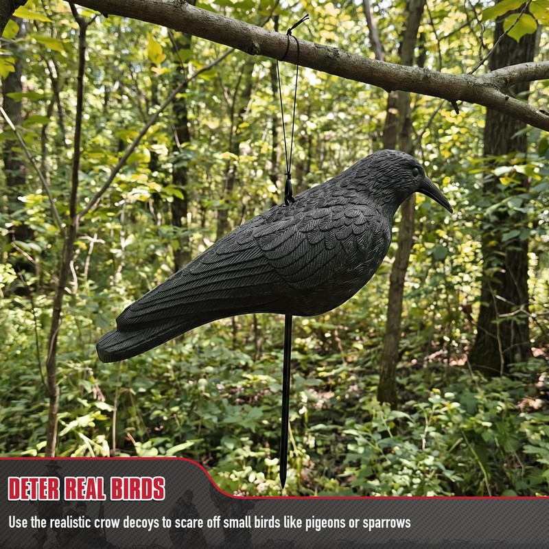 VicBre 6 PCS Crow Decoys Half Shell with Plastic Stake