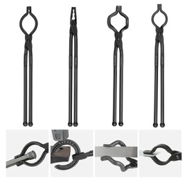 VEVOR Blacksmith Tongs, 18” 4 PCS, V-Bit Bolt Tongs, Wolf Jaw Tongs, Z V-Bit Tongs and Gripping Tongs, Carbon Steel Forge Tongs with A3 Steel Rivets, for Beginner and Seasoned Blacksmiths, Bladesmiths