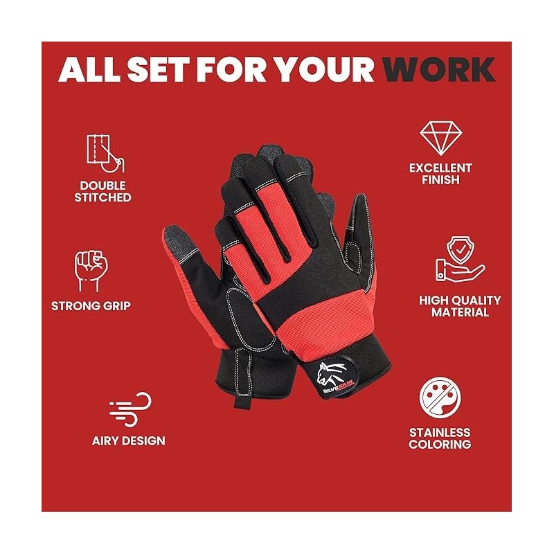 Wolveskin Safety Work Gloves Men & Women - Utility Mechanic