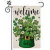 Lucky Hat St.Patricks Day Happy Clover Green Garden Flag 12x18