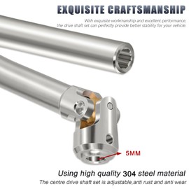 84mm Stainless Steel CVD Drive Shaft for 1/10 RC Crawlers, Universal Fit for TRX4, Axial, SCX10, Capra, REDCAT GEN8, Heavy-Duty Upgrade Driveshaft with Brass Beads (84mm-105mm)