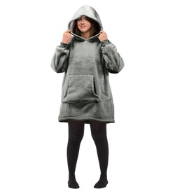 TANNESS Blanket Hoodie for Kids, Oversized Hoodie - Kids Hoodie Blanket with Large Pocket - Comfy Wearable Blanket Hoodie - Winter Oversized Blanket Hoodie - Kids Snuggle Hoodie for Girls Boys - Grey