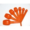 Tupperware Set 7 Burnt Orange Measuring Spoons with Ring