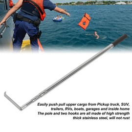 Telescoping Pull Pole, Truck Cargo Grabber Reach Retriever Tool 6.3 Ft Heavy Duty with Two Hooks for, High Shelves Pickup Trucks, Yachts, Boats