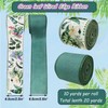 2 Rolls 20 Yards Ribbons Floral Wired Edge Green Leaves