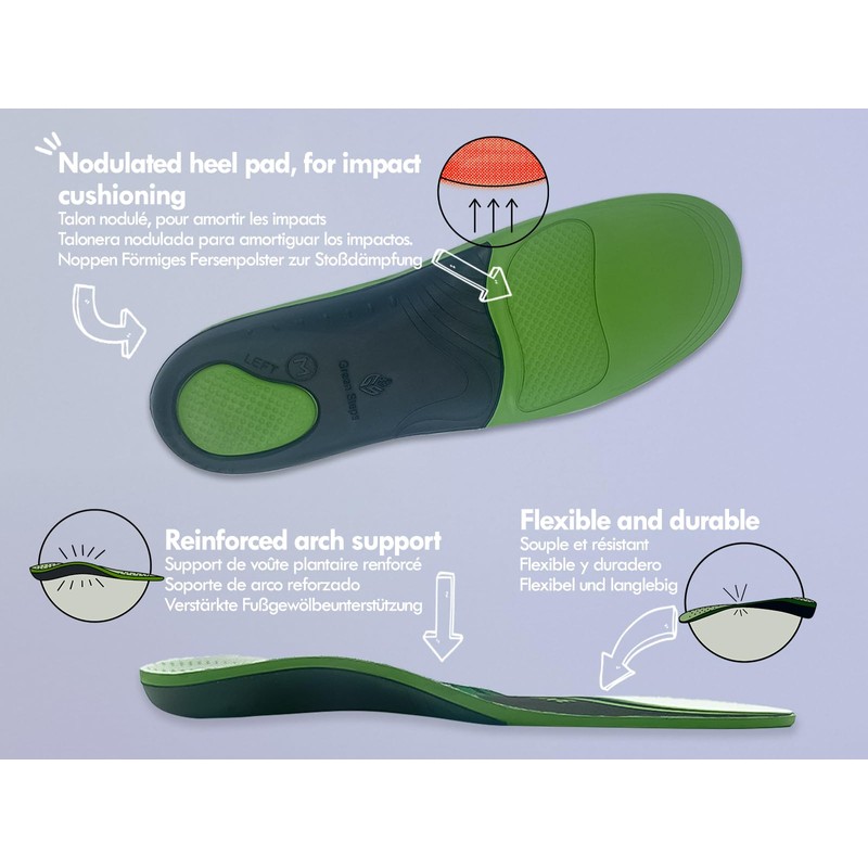GS Eco-Active Sustainable Arch Support Insoles Green EU 46-48 XL