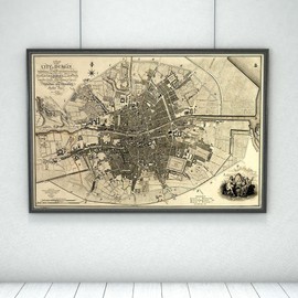 City of Dublin Ireland Historical Map Print circa 1797 | Antique Style Sepia Tone Vintage Wall Decor Art (16 x 24 inches)
