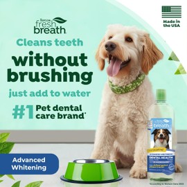 TropiClean TropiClean Fresh Breath Advanced Whitening Water Additive for Dogs | Breath Freshener and Teeth Cleaning Solution | 3D MICROGUARD | 33.8oz