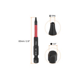 HARFINGTON 2pcs Impact Tough Torx Drill Bit T8 2.6" Length 1/4" Hex Shank S2 Steel Magnetic Insert Star 6 Point Head Screwdriver Bits