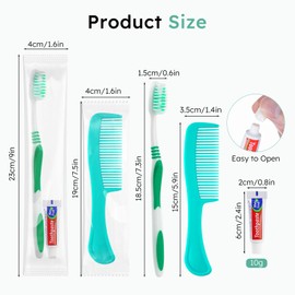 Disposable Toothbrushes with Toothpaste and Comb in Bulk, Individually Wrapped Soft Bristle Travel Size Basic Hygiene Kits, for Travel Hotel Camping Charity Homeless Shelter Donation in 5 colors (200)