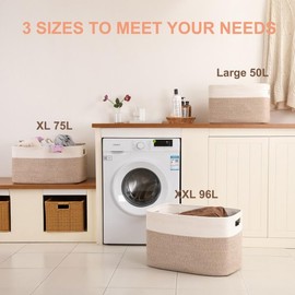 SIXDOVE 75L Large Blanket Basket, Toy Basket Bin for Kids, Cotton Rope Woven Storage Basket for Living Room, Nursery, Baby Room Decorative Organizer, 22''×17''×12'', Brown and White