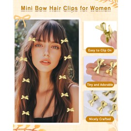 20 Pcs Small Gold Bow Hair Clips, Cute Mini Metal Hair Clips Bulk Tiny Decorative Claw Clips Hair Barrettes and Pins Hair Ornaments for Women Little Girls Wedding Bridal Hair Accessories (1 Inch)