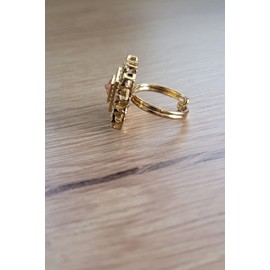 Boutique De Luxe, Pari Gold Finger Ring with Rose Gold Stones, Party Fashion Wear for Women