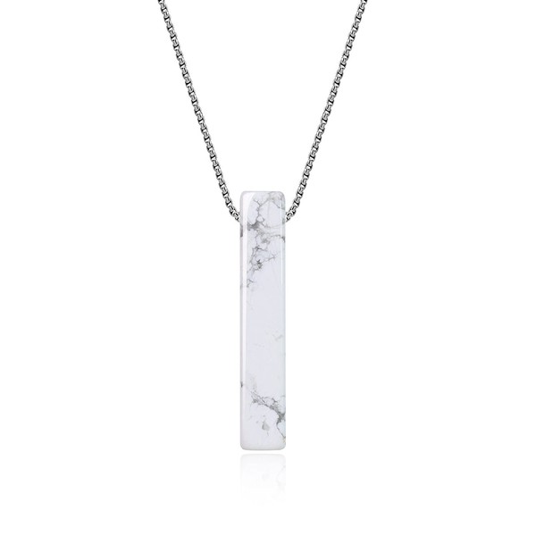 COAI Cuboid Pendant Made of Gemstones, Stainless Steel, Howlite
