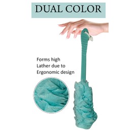 Evohome® Luxury Bathing Loofah Exfoliating Scrub Soft Sponge With Handle For Body And Back Scrubber Brush Bath Puff For Men & Women Bathing Sponge (Set Of 1)