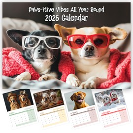Wall Calendar 2025 UK - A4 Dog 2025 Calendar, Month-to-View (Jan 2025 - Dec 2025) - Eco-Friendly, A3 When Open, Made in the UK