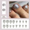Fake Toe Nails - Glitter Silver False Toenails - 24pcs