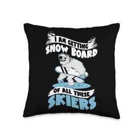 Popular Winter Apres Ski Tees Snowboard& Ski Gifts Apres Ski I´m Getting Snow Board of All These Skiers Bigfoot Throw Pillow, 16x16, Multicolor