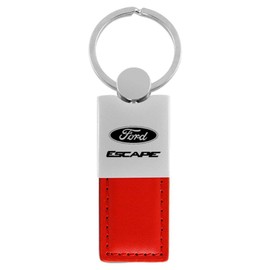 Escape Key Ring Red and Chrome Leather Rectangular Keychain