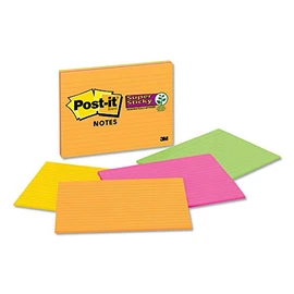 Post-it Notes Super Sticky Meeting Notes in Rio de Janeiro Colors, 8 x 6, Lined, 45/Pad, 4 Pads