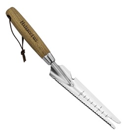 Haliaeetus Multi-Use Weed Trowel, Stainless Steel Dandelion Fork Puller, Serrated Edges Manual Weed Puller for Quick Cutting and Weeding, Garden Weed Trowel with Measuring Scale for Planting, Digging
