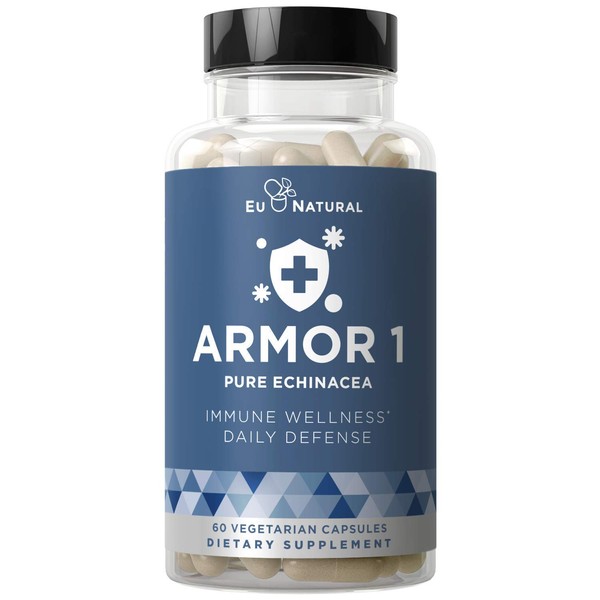 Armor 1 Echinacea Pure 800 Mg – Support Healthy Immune System Function & Physical Wellness, Potent Strength for Seasonal Protection – Full-Spectrum & Standardized Extract – 60 Vegetarian Soft Capsules