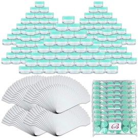 Beauticom 144 Pieces of LIGHT TEAL GREEN Clear Plastic Empty Jar 10ml/10g Refillable Cosmetic Cream Eye Shadow Nails Powder Gems Cosmetic Samples Jars (Also Includes 72 Pieces Spatulas)