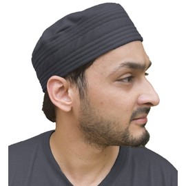 ADOTO Soft Fabric Lightweight Taqiah Hat - Warm Taqiah Cap Muslim Prayer Hat Kufi - Beanie Ramadan Topi Prayer Cap, Dull Grey, Medium