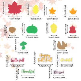 Whaline 600Pcs Fall Foam Stickers Autumn Thanksgiving Patterns Words Self Adhesive Stickers Thankful Maple Leaves Pumpkin Decals for DIY Greeting Cards Making Home Office School Party Wall Decor