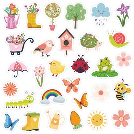 Lucleag 600 PCS Spring Stickers for Kids, Cute Spring Stickers for Crafts, Assorted Spring Pattern Animals Flowers Stickers for Spring Easter Gifts for Kids Party Favor Supplies Decor