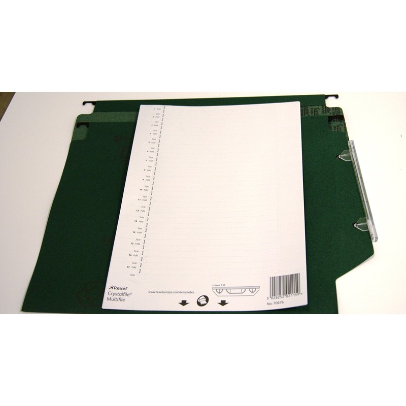 Rexel Printable Inserts for 330 Lateral Suspension File Tabs, White,