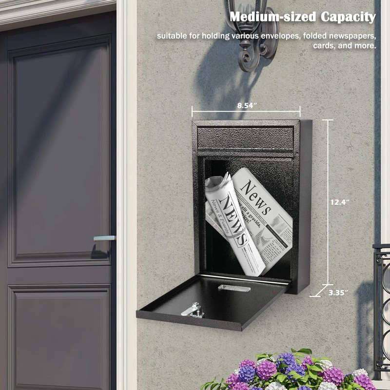 KYODOLED Key Lock MailBoxes for Outside, Locking Wall Mount Mailbox,