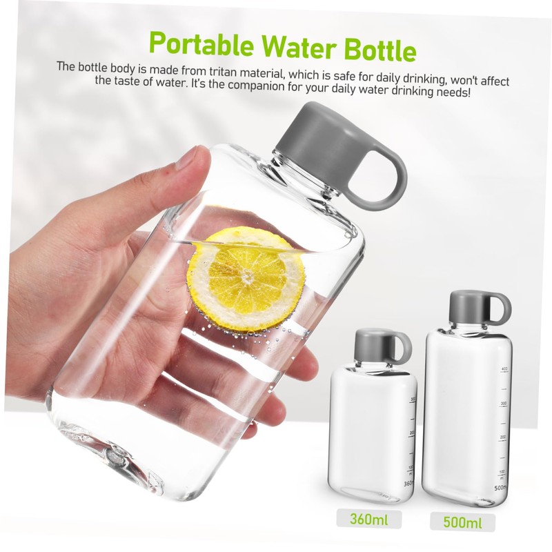 CORHAD 2pcs Flat Water Bottle for Travel Camping Gym Leakproof