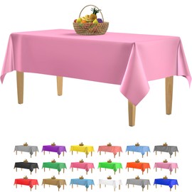 14 Pack Premium Pink Plastic Tablecloth - 54 x 108 in. Disposable Rectangle Plastic Table Cloth - Decorative Rectangle Table Cover Smooth Tablecloth - Disposable Table Cloths For Parties, Weddings