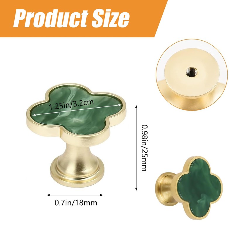 BEANPRECOY 8 Pcs Clover Four-Leaf Cabinet Knobs, Cabinet Drawer Pulls