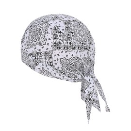 DANLCUPL DOO Rags Dew Rag Skull Cap Pirate Hat Cycling Bandana Motorcycle Biker Cooling Head Wrap Beanie Helmet Liner, Paisley Floral Bohemian Mandala, Small-Large