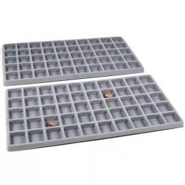 FindingKing 2 Gray Flocked 50 Compartment Display Tray Inserts