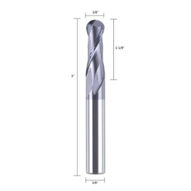 SpeTool 14412 Ball Nose Carbide End Mill CNC Cutter Router Bits Double Flute Spiral Milling Tool 3/8 inch Shank with 3 inch OVL