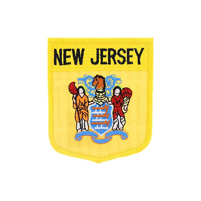 New Jersey State Flag Shield Embroidered Patch, with Iron-On Adhesive
