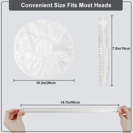 Disposable Shower Caps, Pack of 100 Shower Caps, 52 cm Shower Caps, Waterproof and Reusable Shower Caps, Hair Protection Hair Cap for Salon, Spa, Travel, Hotel, Shower