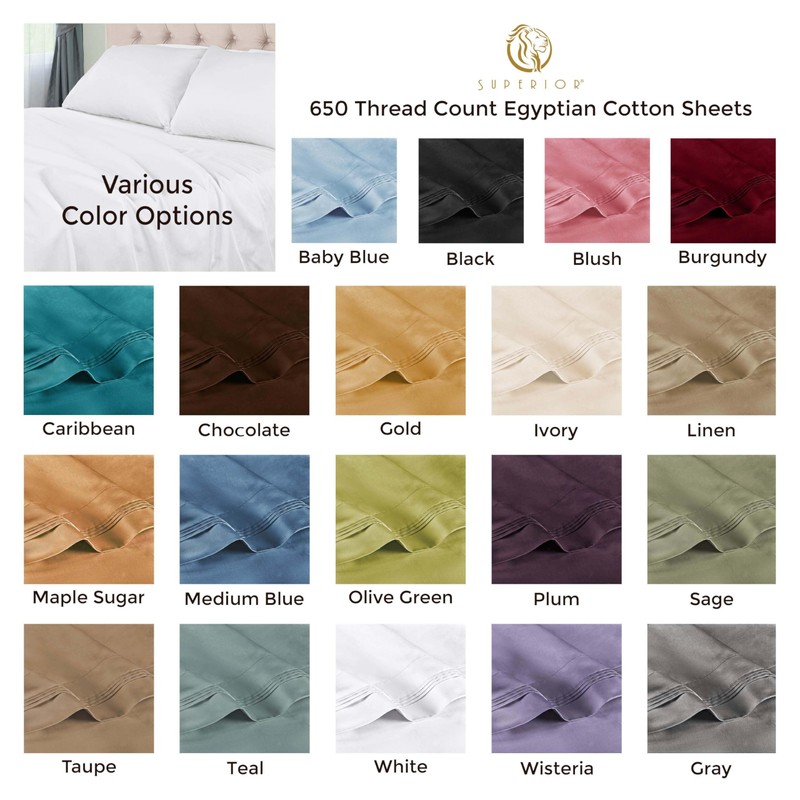 Superior Egyptian Cotton, 650 Thread Count Solid, Deep Pocket Sheet