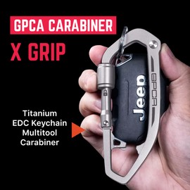 GPCA - Carabiner Keychain X, Heavy Duty Carabiner for Outdoor and Daily Use, Use as Camping, Hiking and Outdoor Gear, Handy Keychain Multitool and Backpack Accessory, Titanium