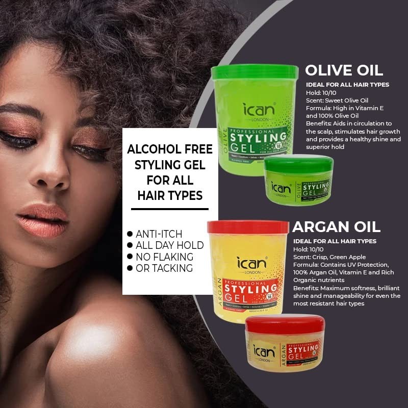 ican London Alcohol Free Olive Oil Styling Gel 200ml